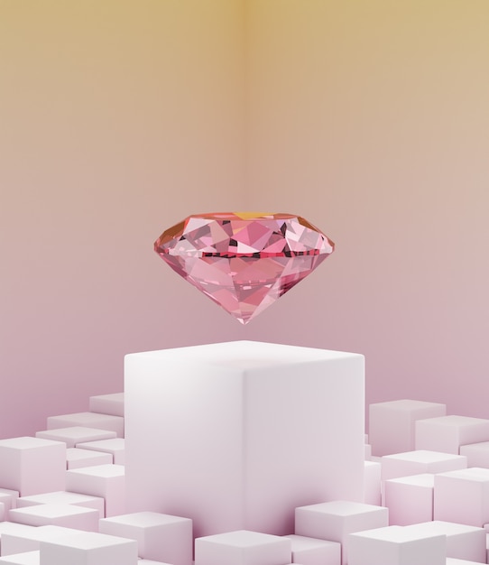 Fondo de diamante rosa con podio