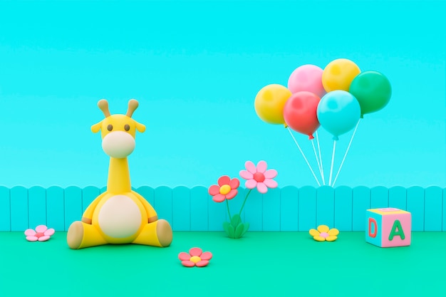 Fondo de dibujos animados en 3D para niños