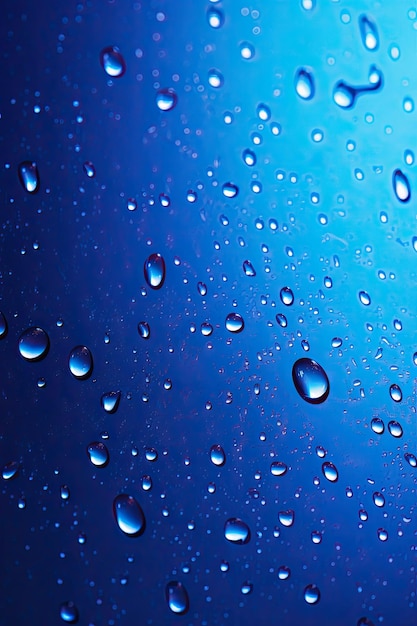 Fondo dinámico azul profundo realzado por gotas de agua con gas y gradientes
