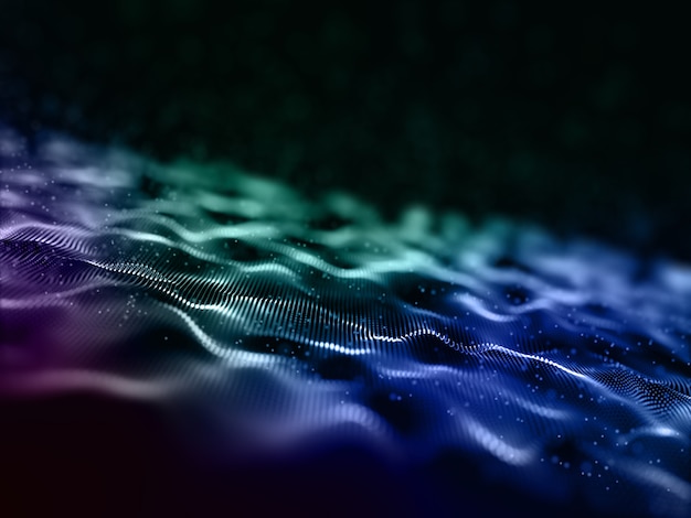 Fondo de diseño de ondas de partículas digitales abstractas 3D