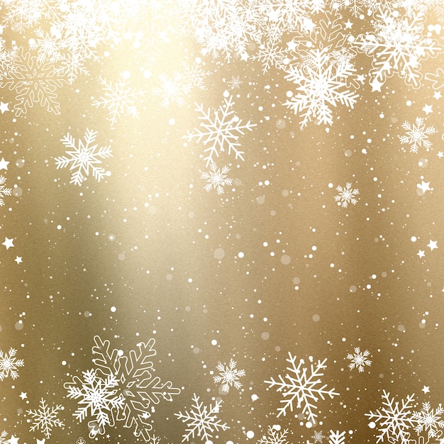 Foto gratuita fondo dorado de navidad con copos de nieve