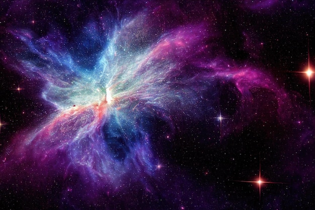 Foto gratuita fondo espacial cosmos de noche estrellada realista y estrellas brillantes vía láctea y galaxia de color de polvo de estrellas