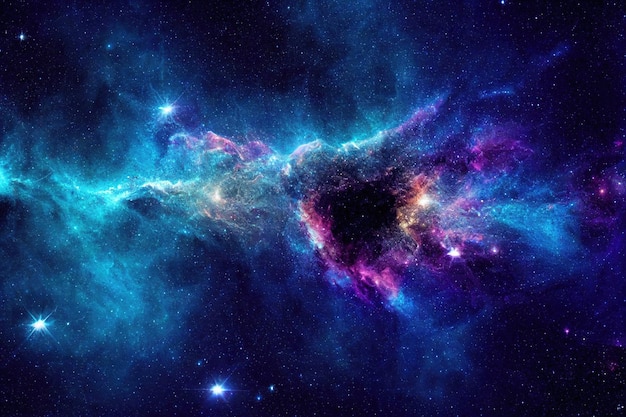 Fondo espacial cosmos de noche estrellada realista y estrellas brillantes vía láctea y galaxia de color de polvo de estrellas