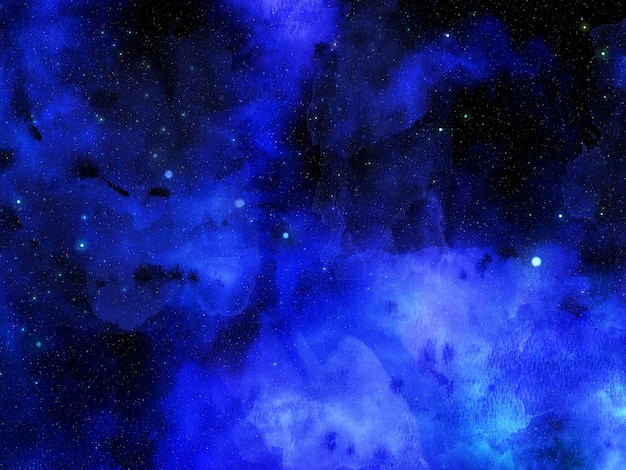 Fondo de espacio de acuarela pintado a mano con nebulosa y estrellas