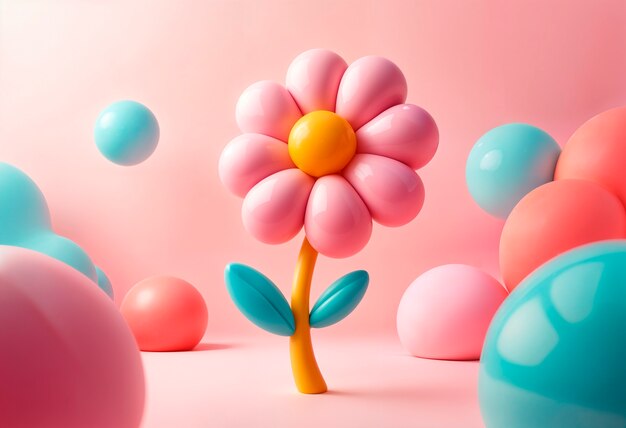 Fondo de flores pastel inflables en 3D