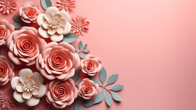 Foto gratuita fondo de flores de rosa 3d con espacio de copia