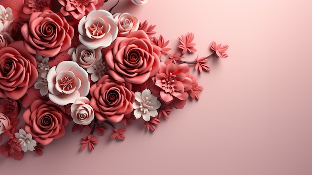 Foto gratuita fondo con flores de rosas en flor en 3d