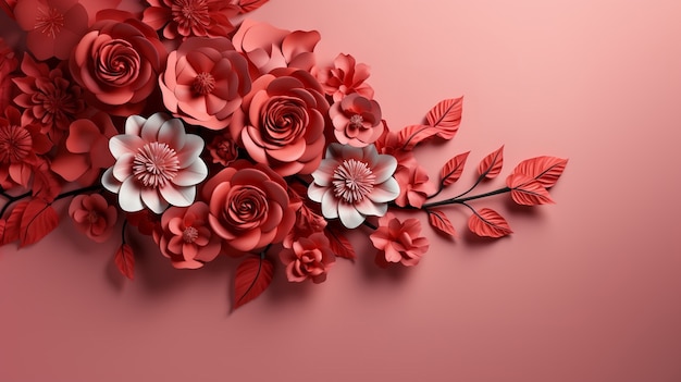 Foto gratuita fondo con flores de rosas en flor en 3d