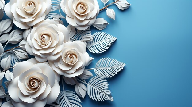 Fondo con flores de rosas en flor en 3D