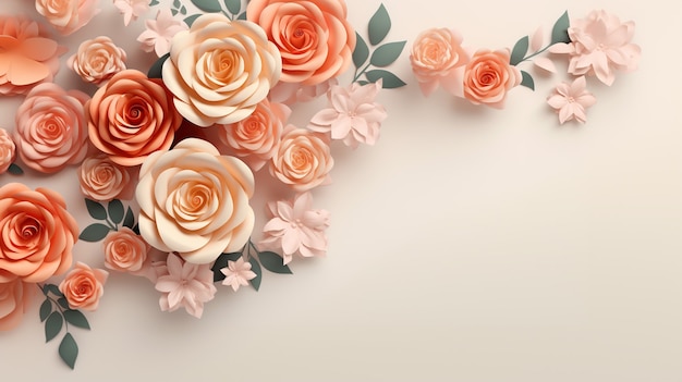 Foto gratuita fondo con flores de rosas en flor en 3d