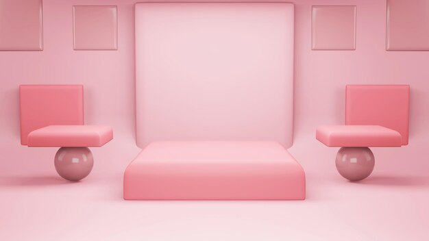 Fondo de forma de geometría abstracta rosa Escena de maqueta minimalista de podio rosa para cosmética u otro producto representación 3d