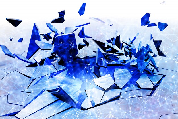 Fondo fractal 3D agrietado con diseño de baja poli
