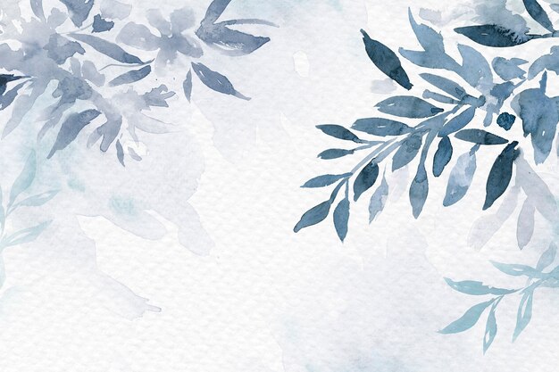 Fondo de hoja de acuarela azul temporada de invierno estética