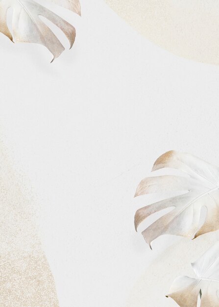 Fondo de hojas de monstera beige dorado con espacio de copia