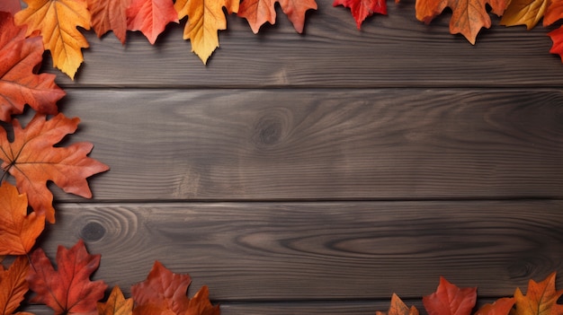 Foto gratuita fondo de hojas secas de otoño con madera