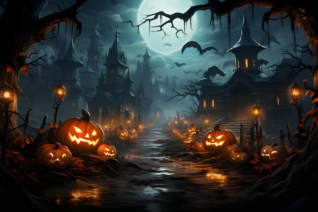 Foto gratuita fondo de ilustración de halloween aterrador