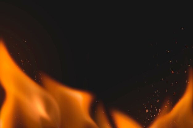 Fondo de llama estética, imagen de fuego realista de borde naranja
