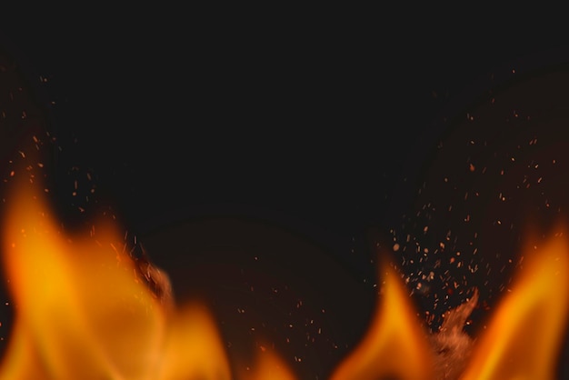 Fondo de llama oscura, imagen realista de borde de fuego
