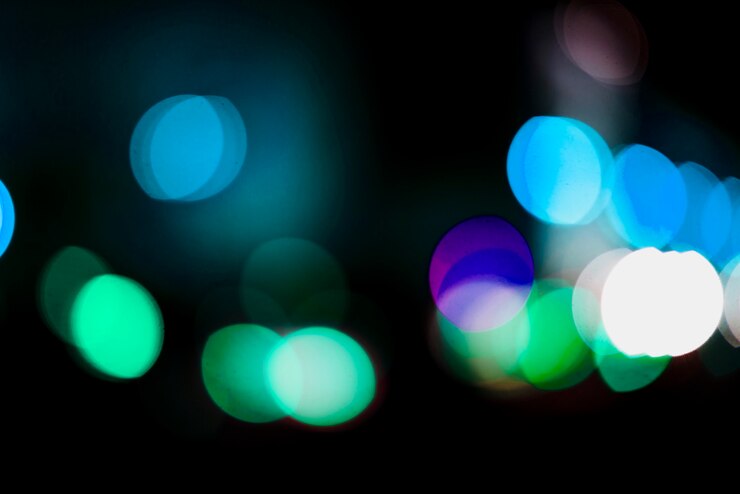 Foto gratuito fondo de luces de neón circulares abstractas