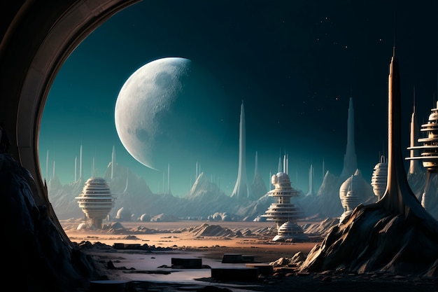 Fondo de la luna futurista