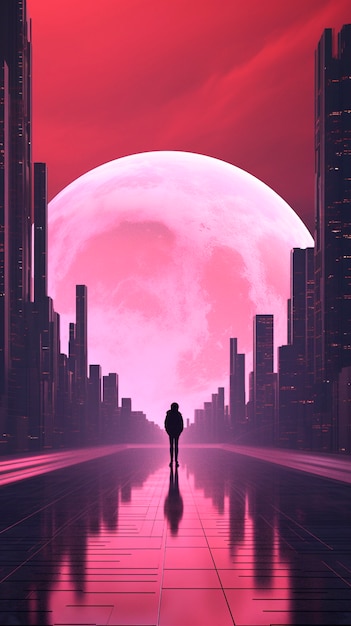 Fondo de la luna futurista