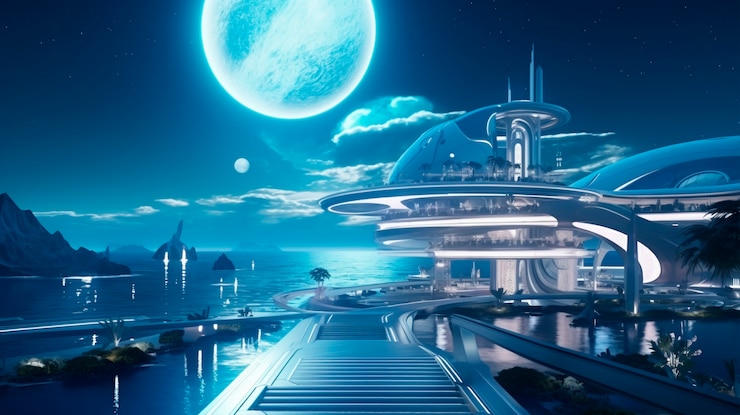 Foto gratuito fondo de la luna futurista