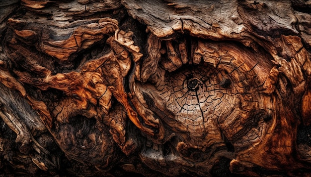 Fondo de madera rústica con tronco de árbol desgastado generado por IA