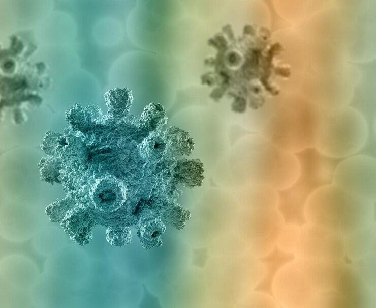 Foto gratuito fondo médico 3d con células de virus abstractos