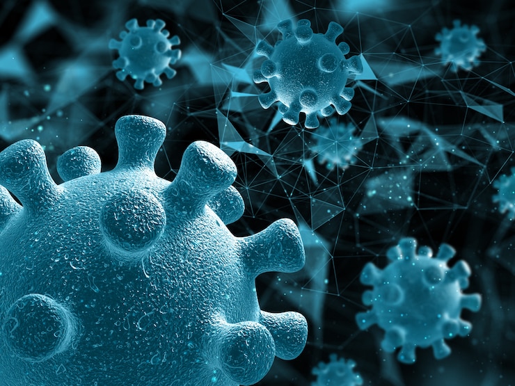 Foto gratuito fondo médico abstracto 3d con cierre de células de virus