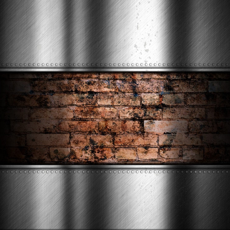 Foto gratuito fondo de metal cepillado con ladrillo.