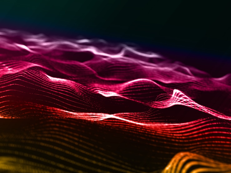 Foto gratuito fondo moderno 3d con diseño de partículas de colores del arco iris
