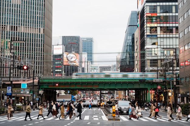 Foto gratuita fondo moderno de la calle tokio