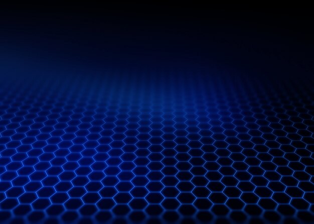 Fondo moderno con rejilla de hexágono que se descolora en la distancia