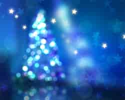 Foto gratuita fondo de navidad con árbol desenfocado y luces bokeh