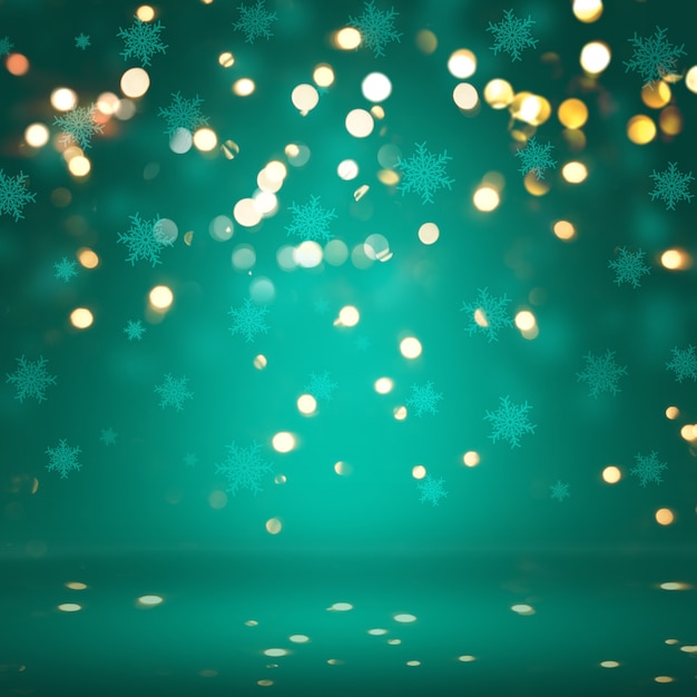 Fondo de navidad con copos de nieve y luces bokeh