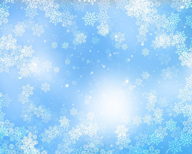 Fondo de navidad con diseño de copos de nieve cayendo
