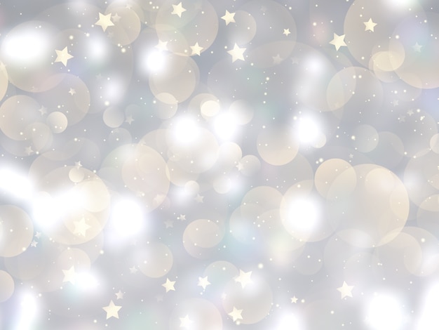 Fondo de navidad con diseño de estrellas y luces bokeh