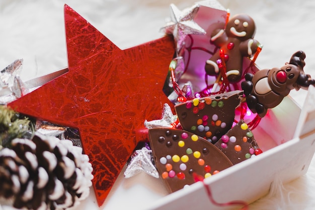 Foto gratuita fondo de navidad con galletas