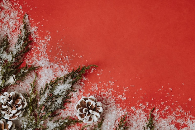 Fondo de navidad con hojas de árbol de navidad