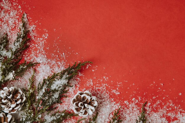 Fondo de navidad con hojas de árbol de navidad