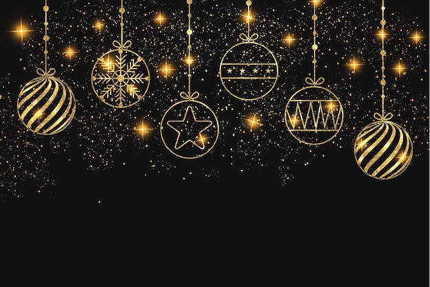 Fondo de Navidad con iconos de Navidad dorados
