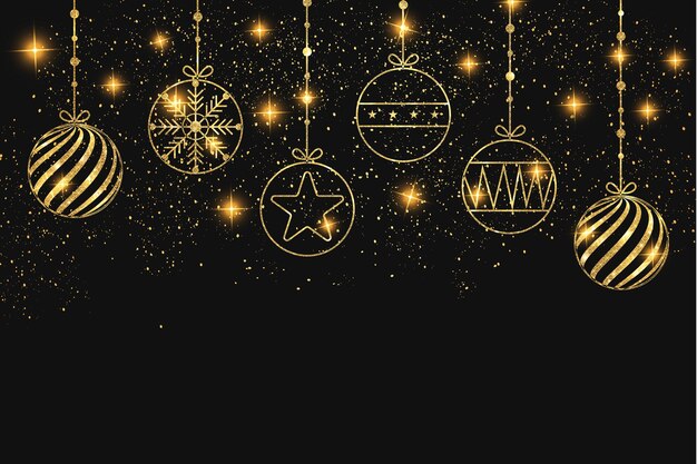 Fondo de Navidad con iconos de Navidad dorados