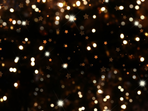 Fondo de navidad con luces bokeh y estrellas