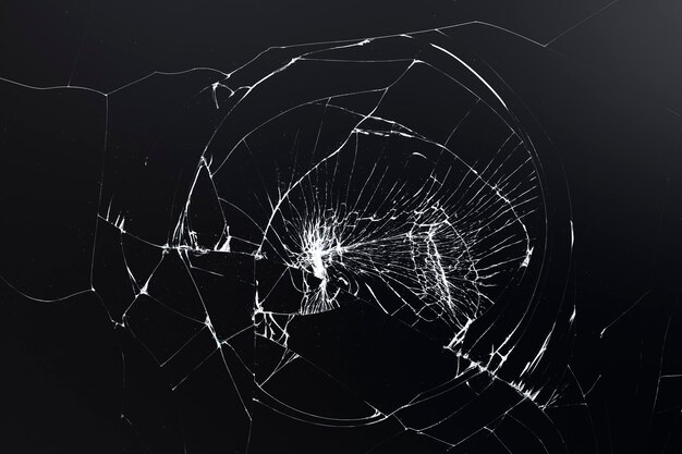 Fondo negro agrietado con textura de vidrio roto