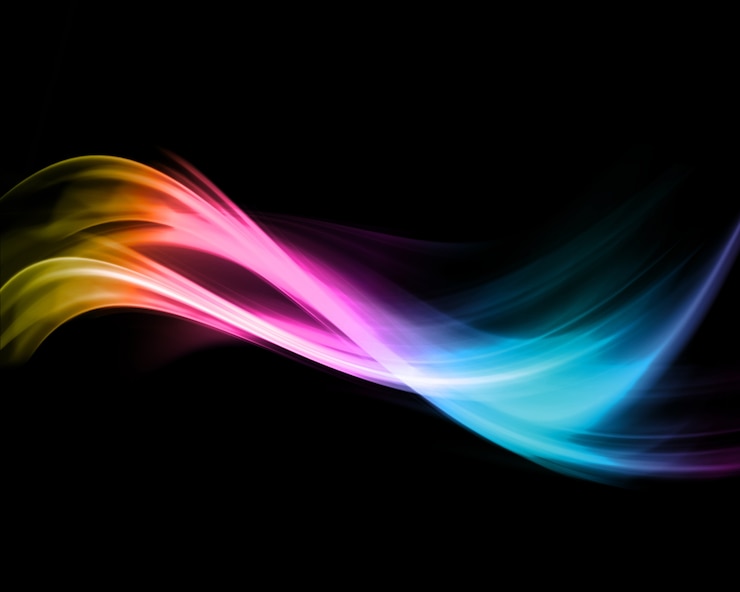 Foto gratuito fondo negro con formas de colores ondulados