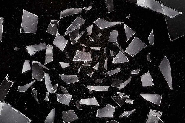 Fondo negro de fragmentos de espejo
