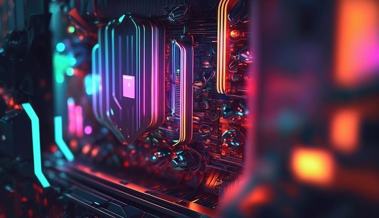 Foto gratuito fondo de neón futurista de alta tecnología ai generativo
