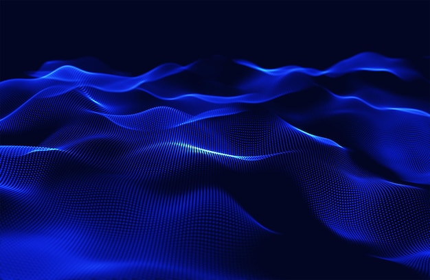 Foto gratuita fondo de ondas digitales 3d con partículas que fluyen