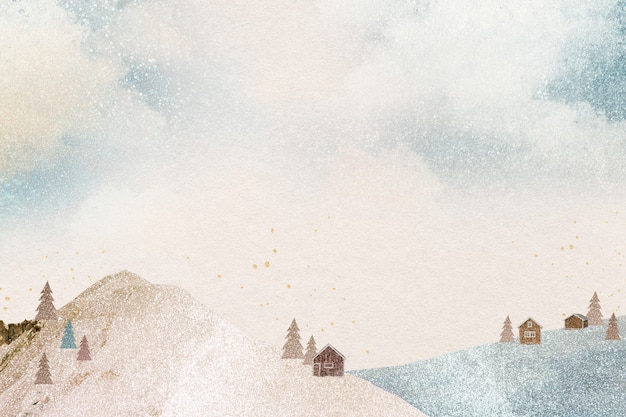 Fondo de paisaje estético, diseño de vacaciones de invierno