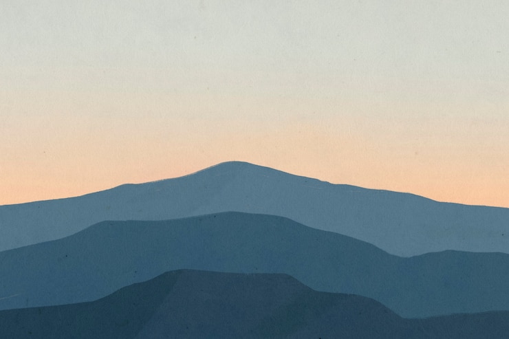 Foto gratuito fondo de paisaje de montañas con ilustración de puesta de sol